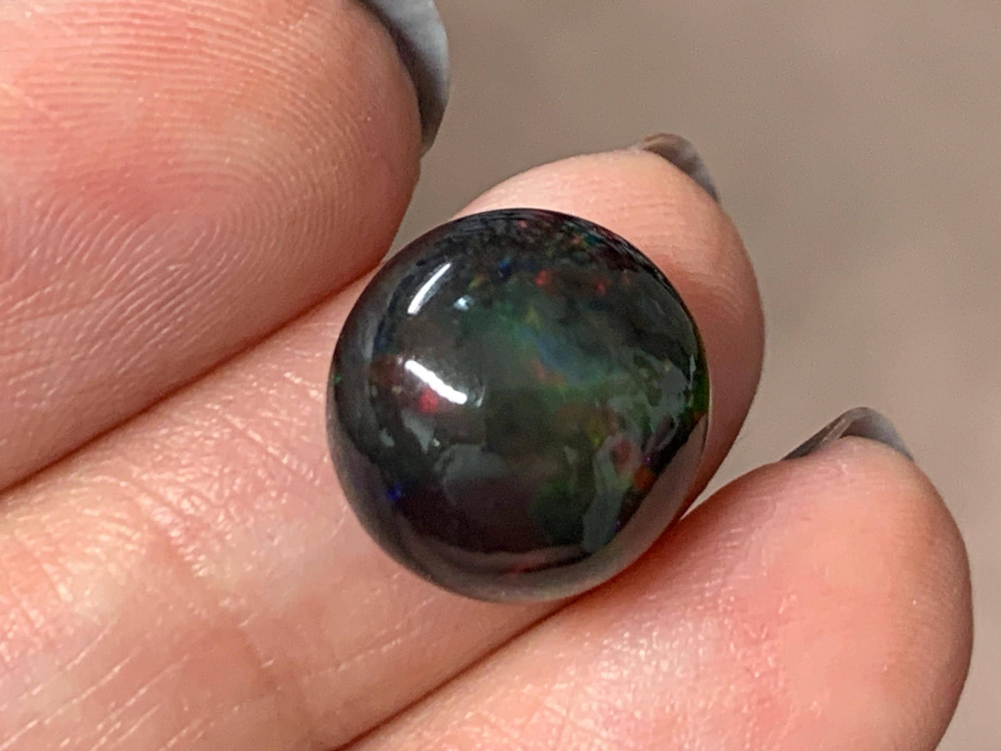 Natural Ethiopian Black Opal 13mm cabochon