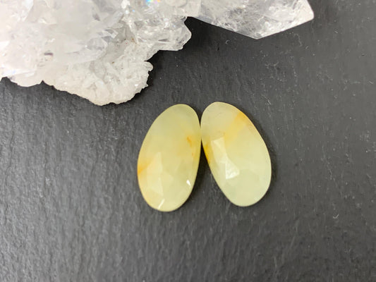 Faceted Yellow Sapphire pair 7x13x3.5mm cabochon