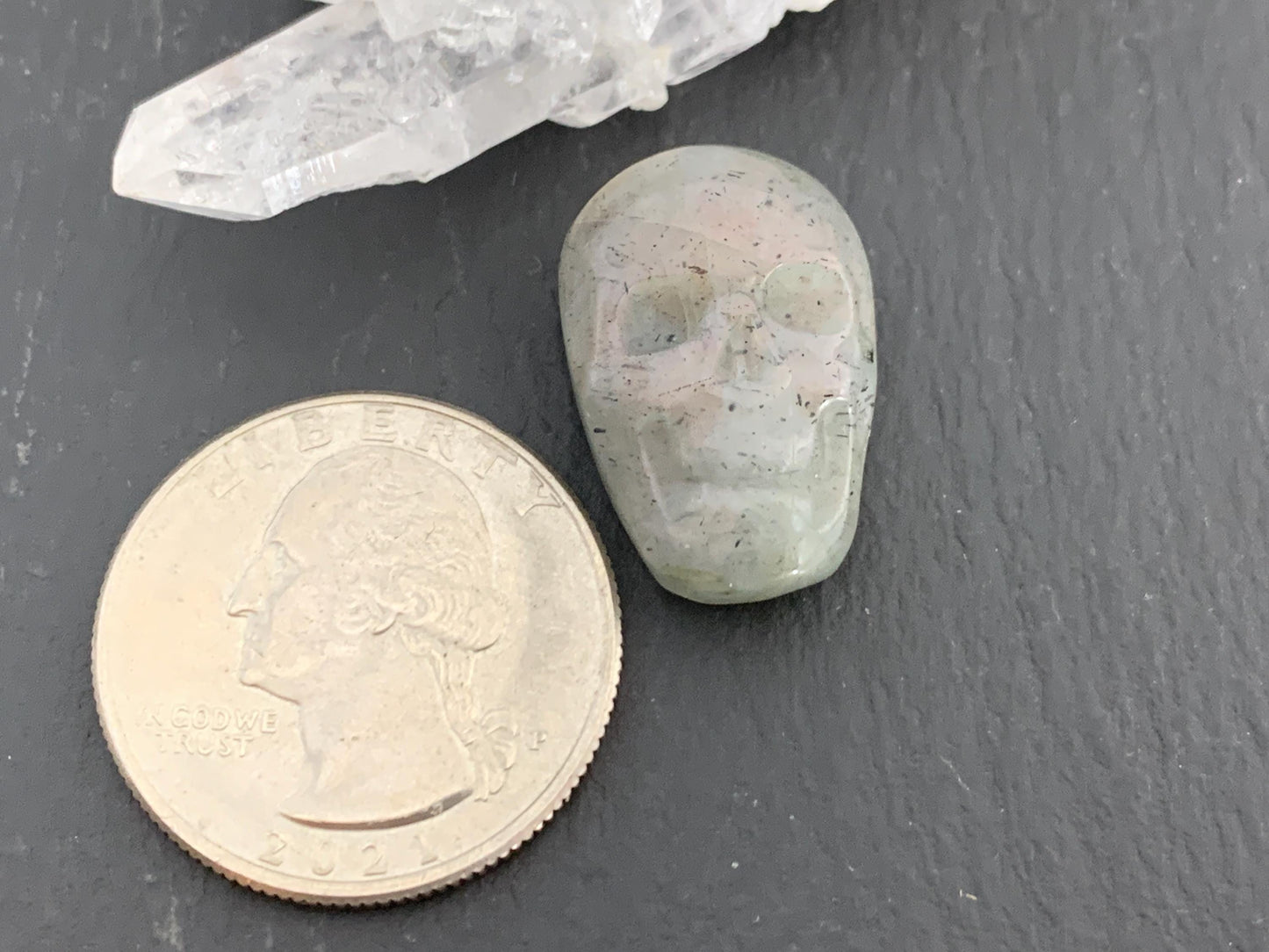 Labradorite Skull Cabochon 15x21mm, Labradorite Skull, Natural Gemstone, Halloween Jewelry, Handcrafted Accessory