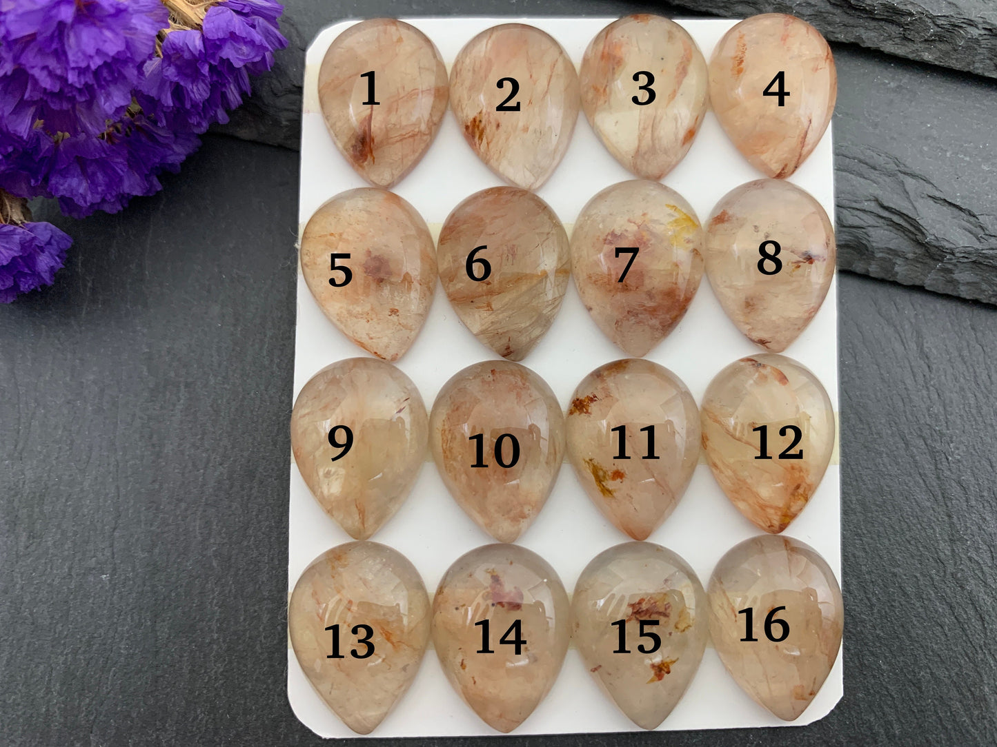 Blood Quartz pear 15x20mm cabochon - Calibrated cabochons