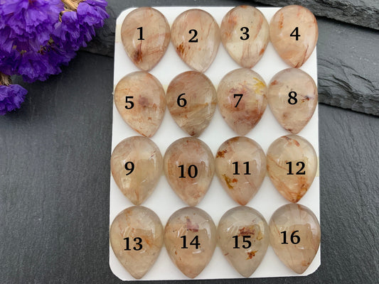 Blood Quartz pear 15x20mm cabochon - Calibrated cabochons