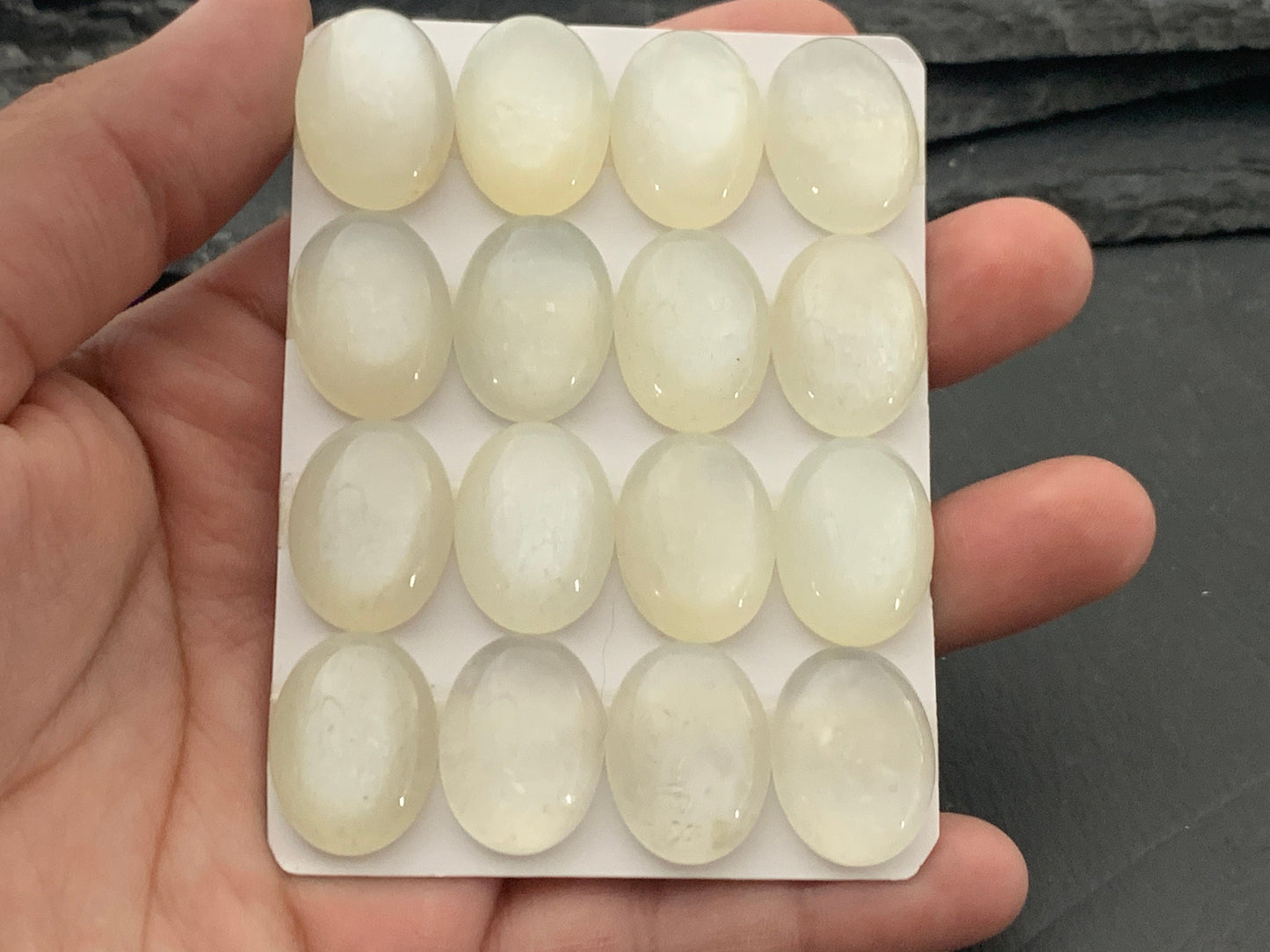 White Moonstone Oval 15x20mm Cabochon - Calibrated Gemstone for Jewelry