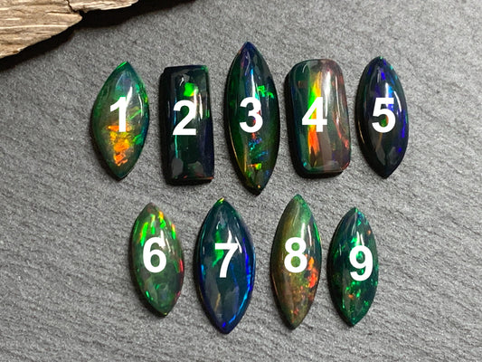 Natural Ethiopian Black Opal 13-16mm long Cabochon/ Select your cabochon