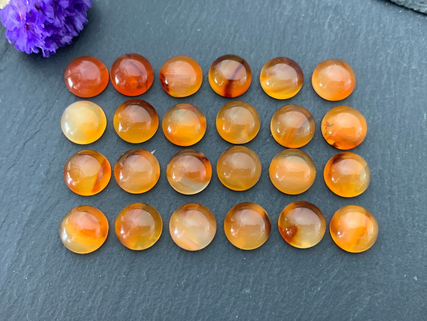 Carnelian round 10mm cabochon - Calibrated cabochons