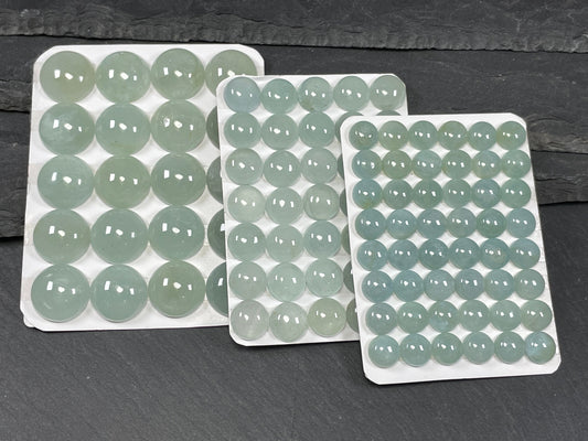 Aquamarine round cabochon 15, 10, 8mm - Calibrated cabochons