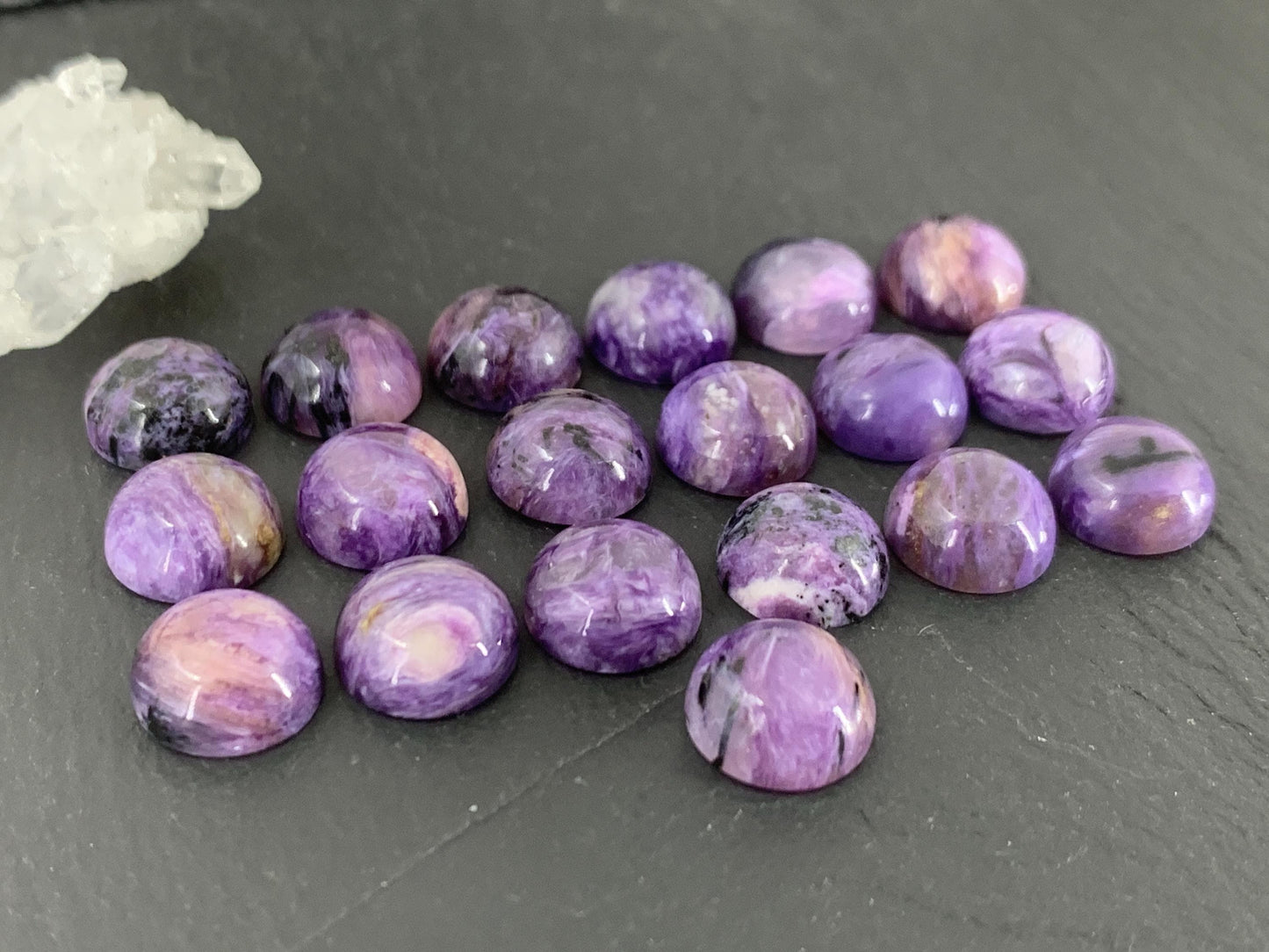 Round Charoite Cabochon 10mm - Calibrated cabochons