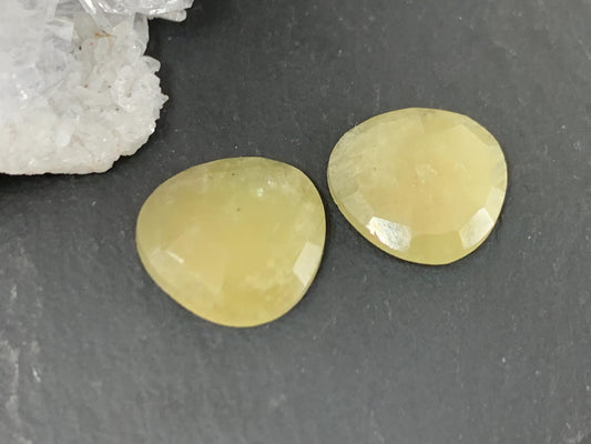 Faceted Yellow Sapphire pair 11x11x3mm cabochon