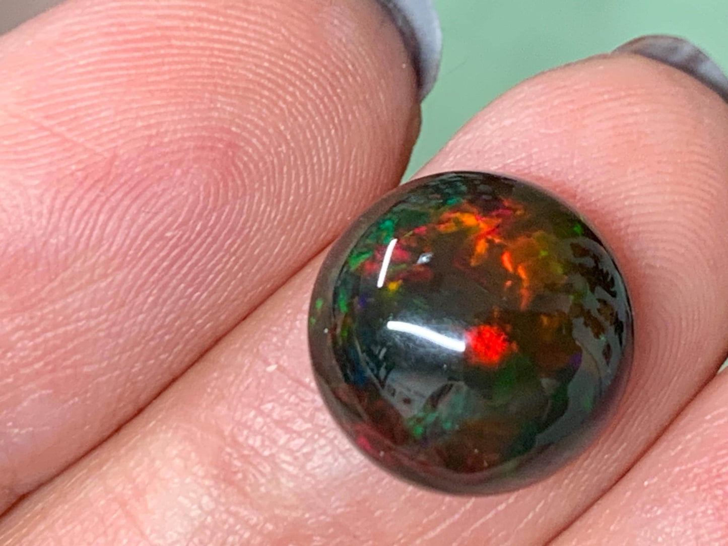 Natural Ethiopian Black Opal 12x5mm cabochon