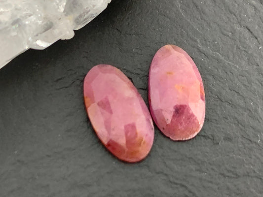 Faceted Ruby pair 7x13x2mm cabochon