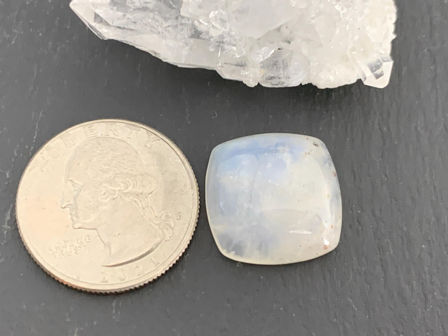 Rainbow Moonstone 18x18x7mm cabochon