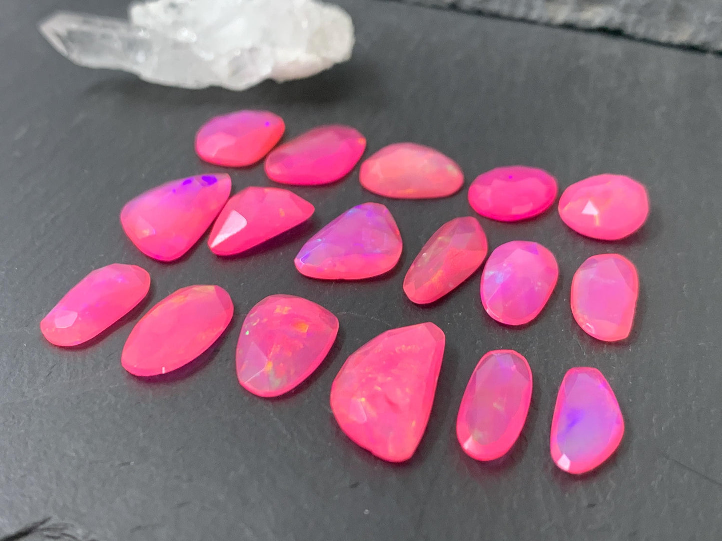 Faceted pink Ethiopian Opal 12-17mm cabochon - free form