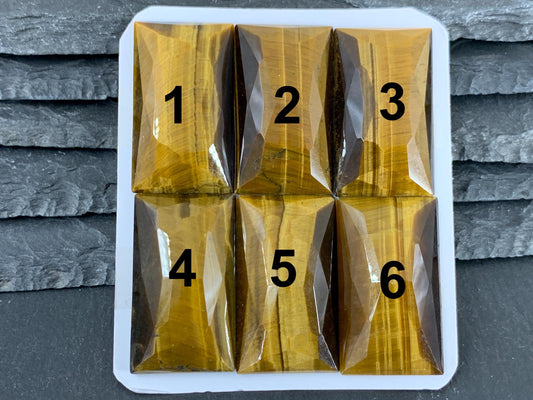Faceted Tiger Eye rectangle 20x35mm cabochon - Calibrated cabochons