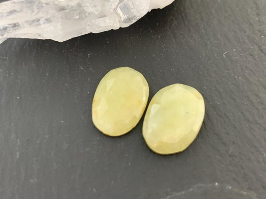 Faceted Yellow Sapphire pair 9x13x2.5mm cabochon
