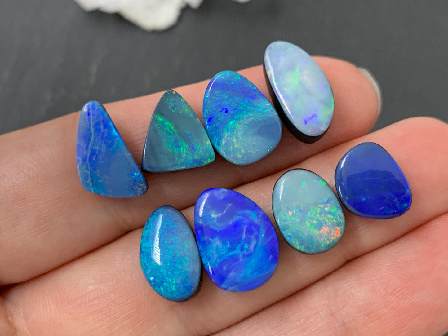 Australian Opal doublet 10-14mm long cabochon