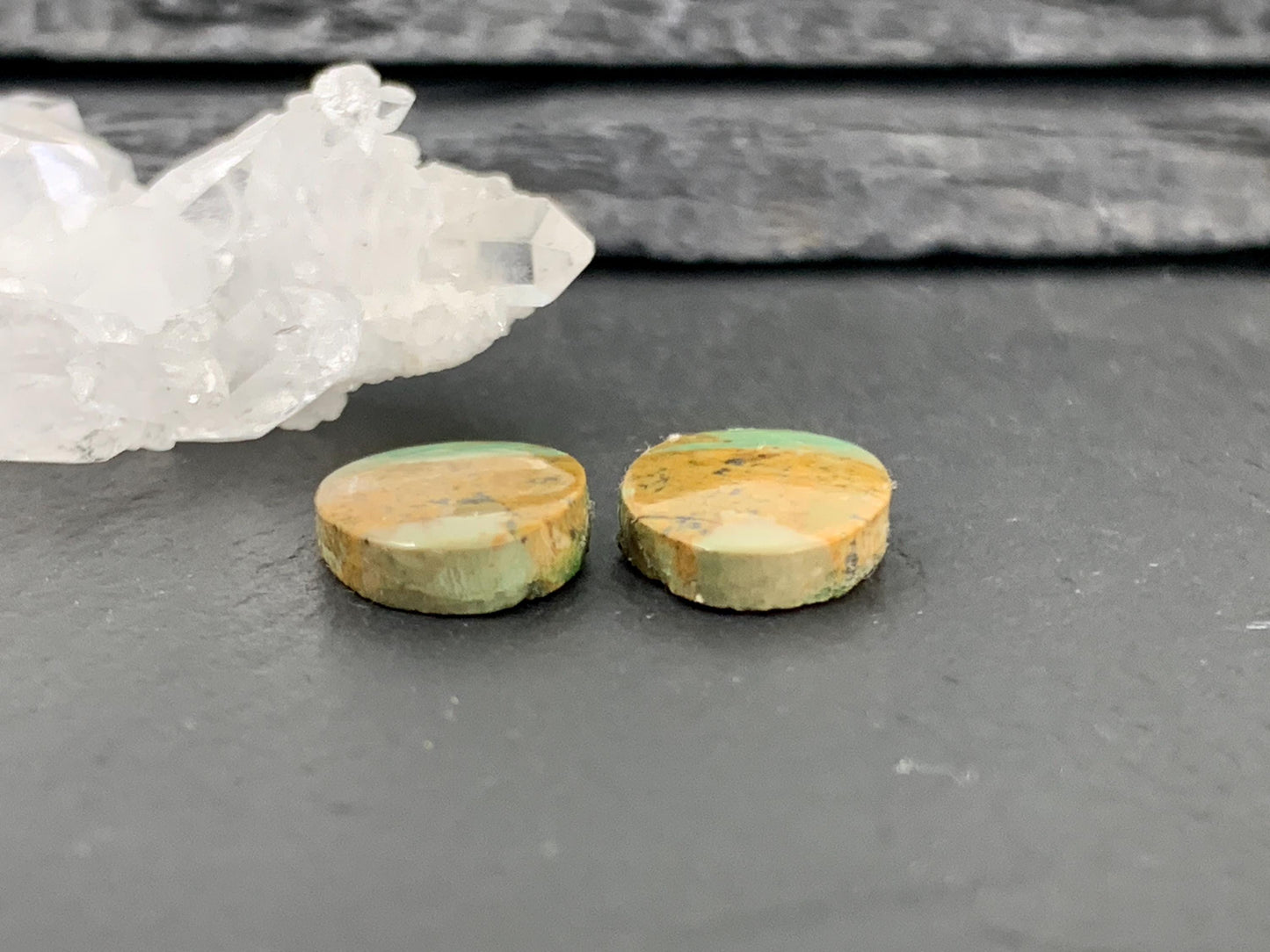 Tibetan Turquoise Pair 10x16mm Cabochon - Hand Cut Cabochon