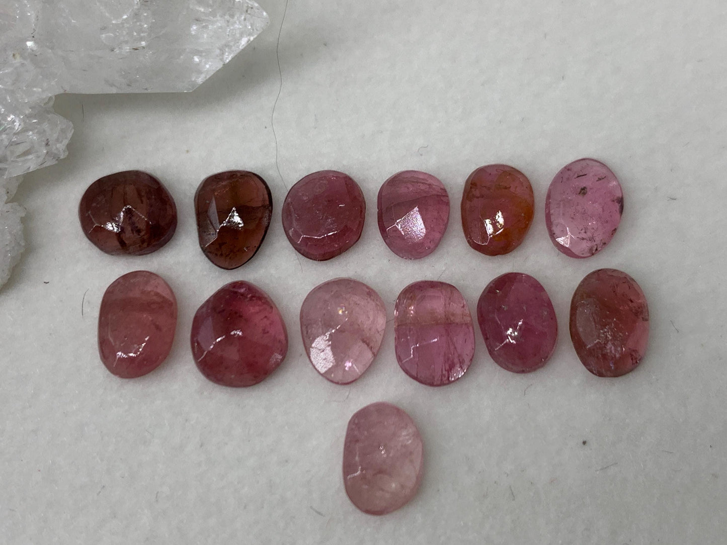 Discounted Faceted Tourmaline oval, free form 7-8mm long cabochon