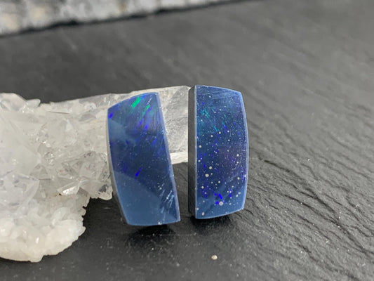 Australian Opal doublet 6x14x4mm pair of cabochons