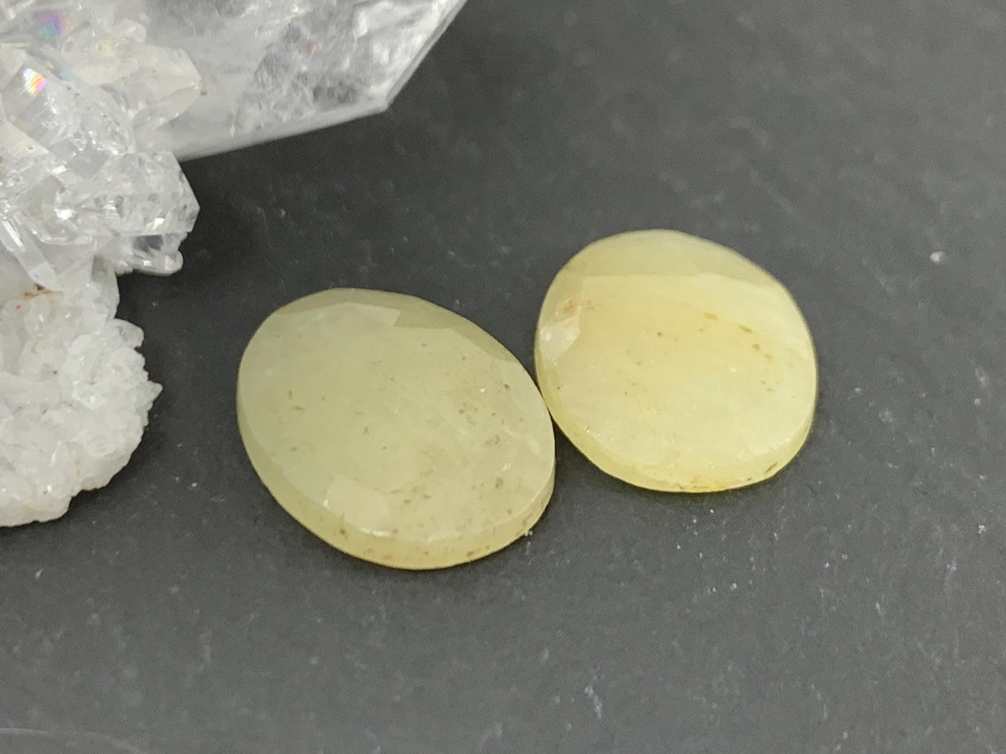 Faceted Yellow Sapphire pair 10x13x3mm cabochon