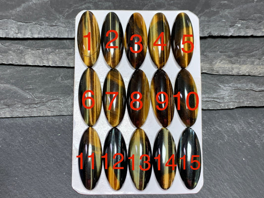 Tiger eye oval cabochon 10x25mm- Calibrated cabochons