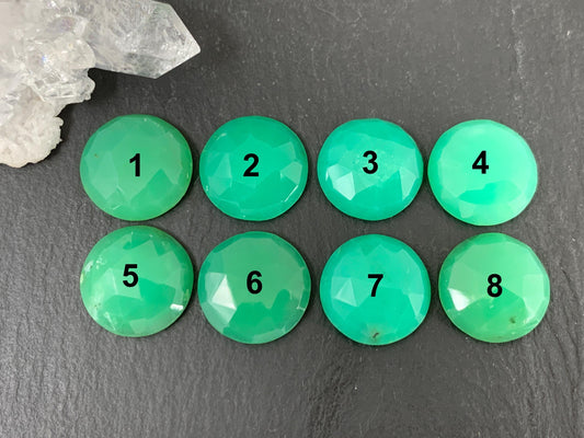 Faceted Chrysoprase round 14mm cabochon