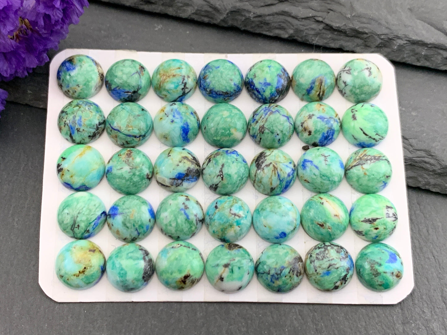 Azurite round 10mm cabochon - Calibrated Azurite