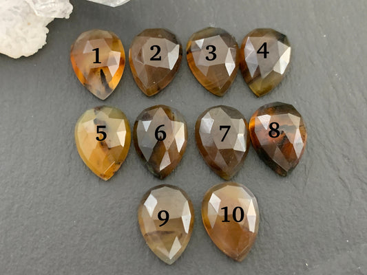 Faceted Montana Agate pear 10x14mm cabochon