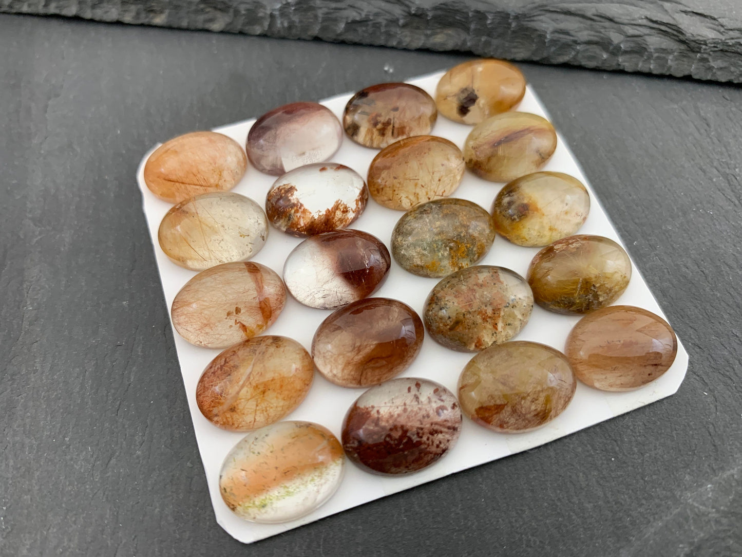 Rutilated Quartz oval 12x16mm cabochon - Calibrated cabochons