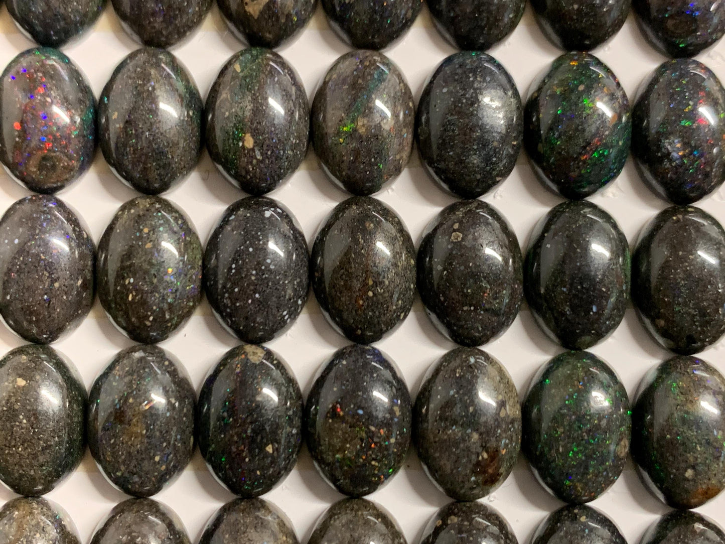 Black Andamooka Opal Oval 10x14mm cabochon  - Matrix Australian Opal