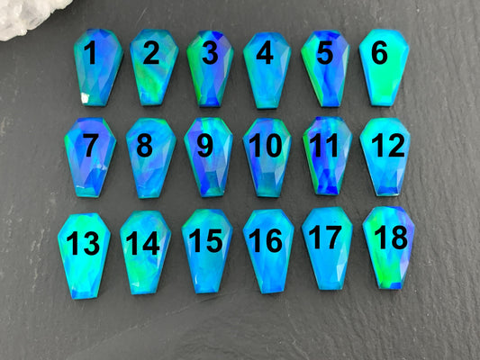 Faceted Aurora Opal coffin 10x16mm cabochon - Doublet cabochons