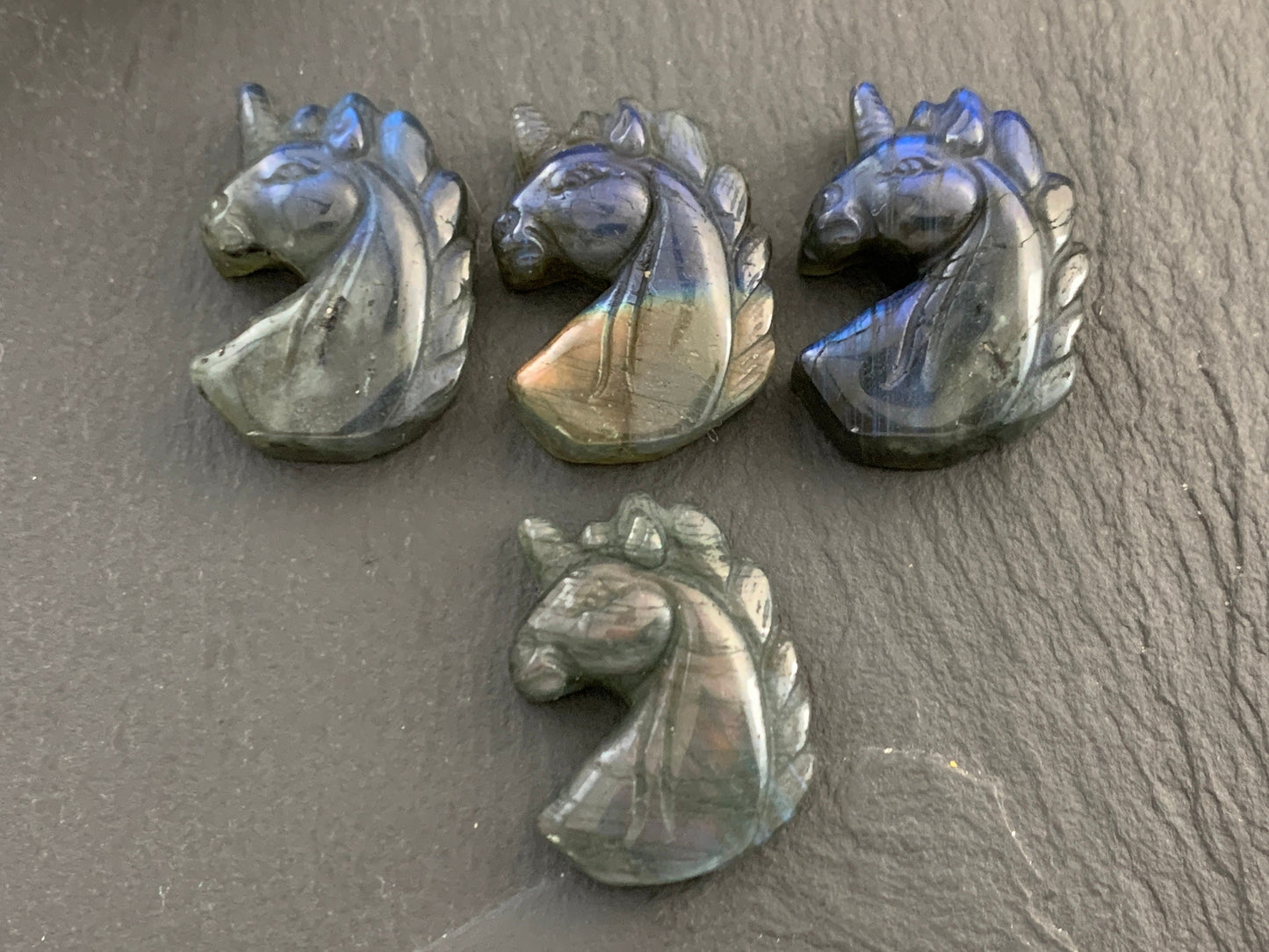 Labradorite unicorn 18x25mm cabochon carving