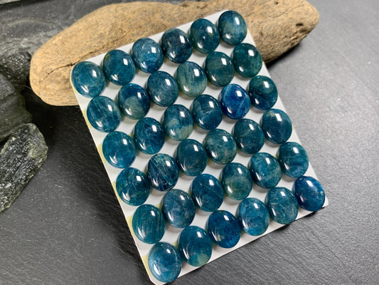 Blue Apatite oval 10x12mm cabochon - Calibrated cabochons