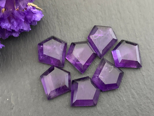 Faceted Amethyst diamond 12x12mm cabochon