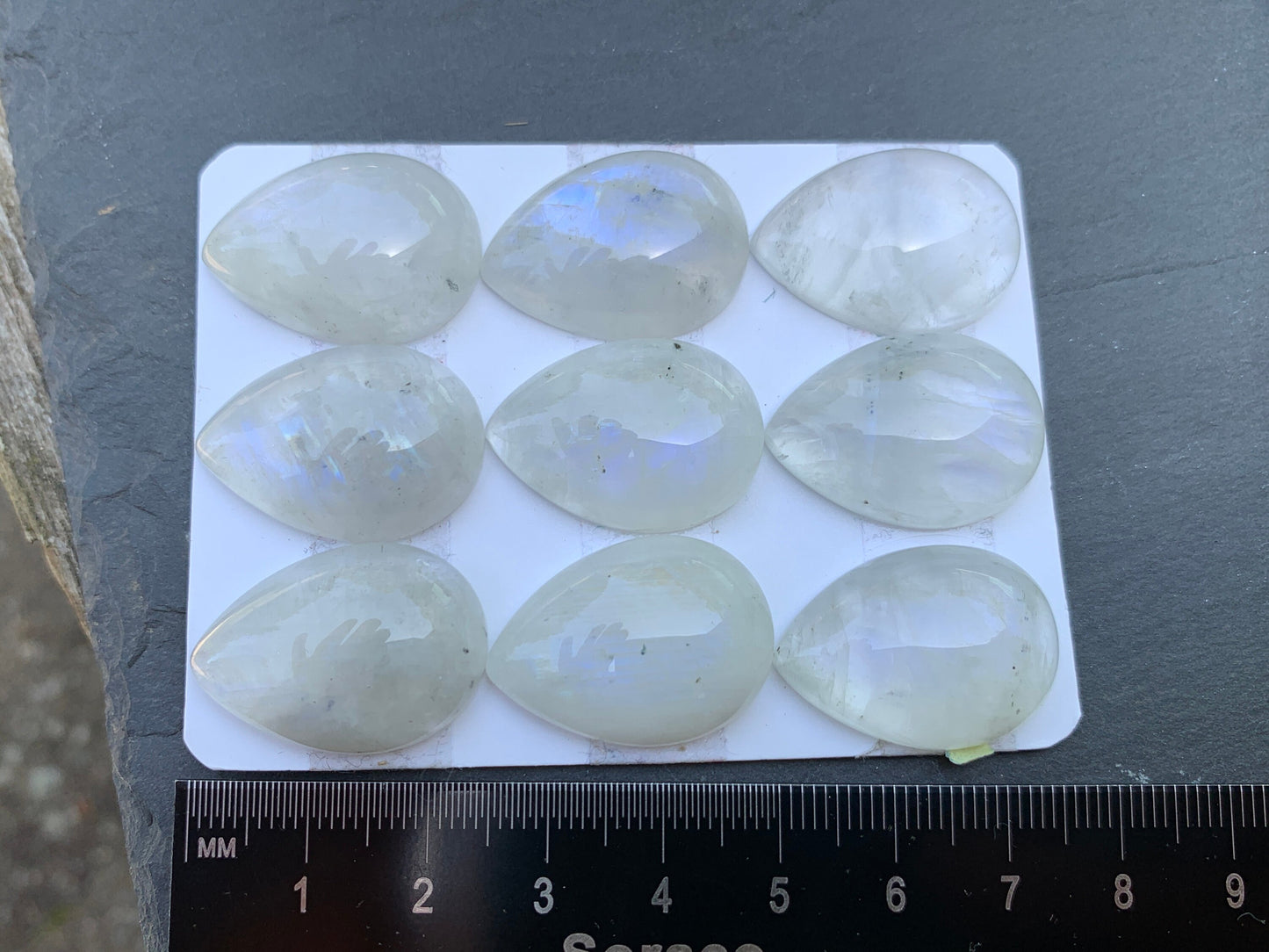 Rainbow Moonstone pear 18x25mm Cabochon