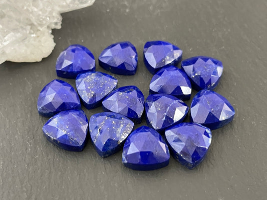 Faceted Lapis Lazuli triangle 10mm cabochon