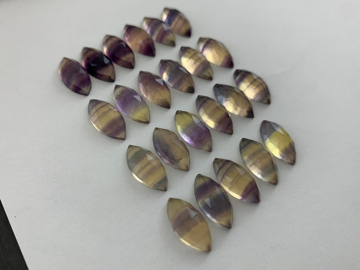 Faceted Fluorite marquise  8x15mm cabochon- Select your cabochon