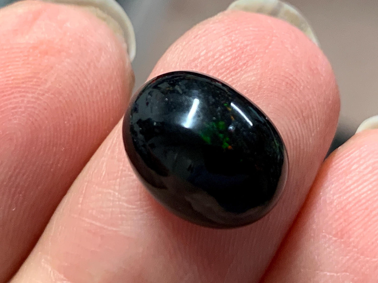 Natural Ethiopian Black Opal 9x12x7mm cabochon