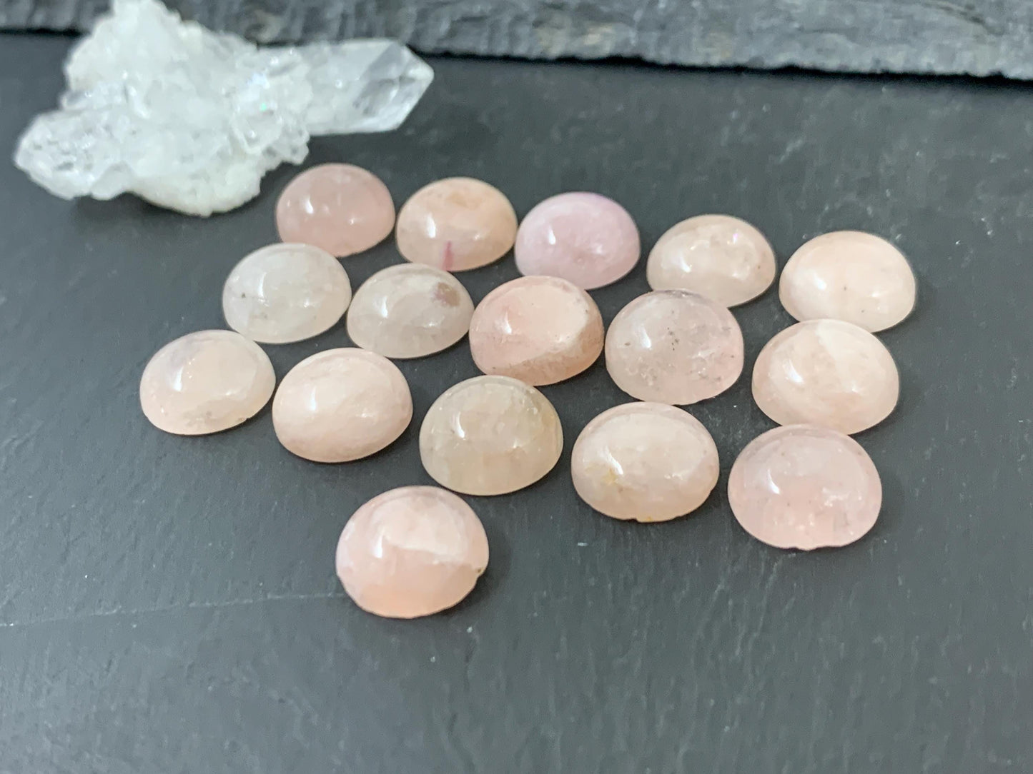 Morganite round 12mm cabochon - Calibrated cabochons