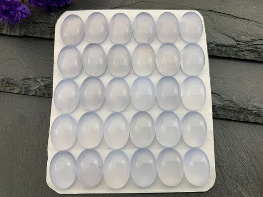 Blue Chalcedony oval 10x14mm cabochon- Calibrated cabochons