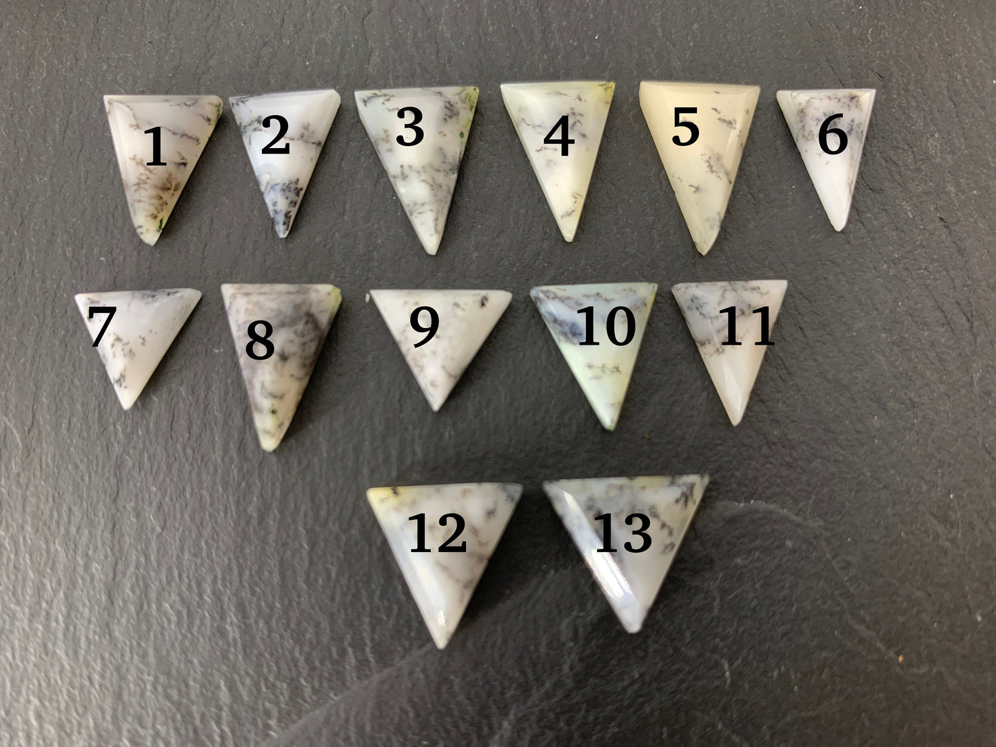 Faceted Dendrite triangle cabochon