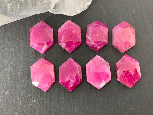 Faceted Pink Sapphire hexagon 9x13mm long cabochon