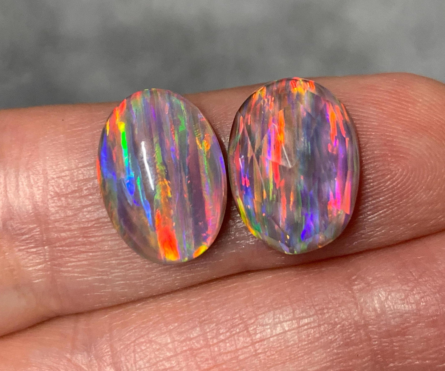 Aurora Opal Oval 10x14mm Cabochon – Rainbow Fire Doublets – Man Made Cabochon *