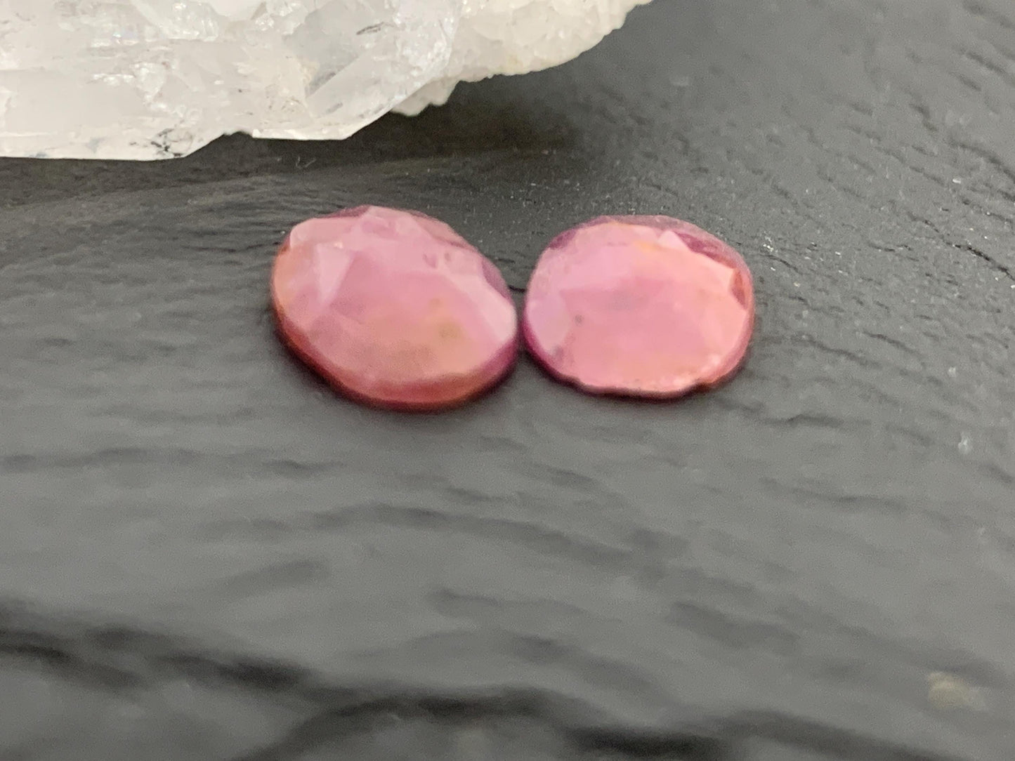 Faceted Ruby pair 7x13x2mm cabochon