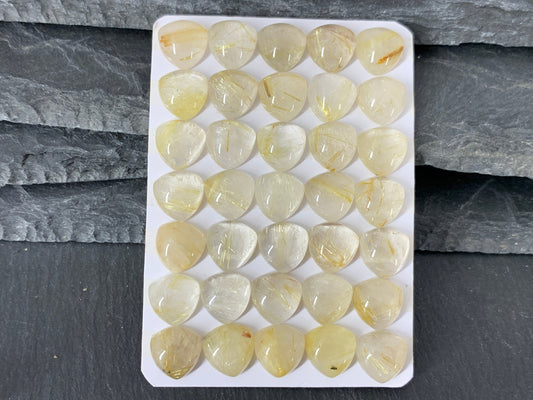 Gold Rutilated Quartz triangle 10x10mm cabochon - Calibrated cabochons