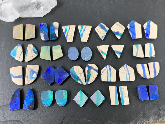 Australian Opal doublet pair 12-18mm long cabochon