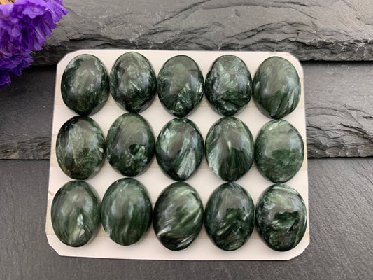 Seraphinite oval 12x16mm Cabochon - Calibrated Cabochons