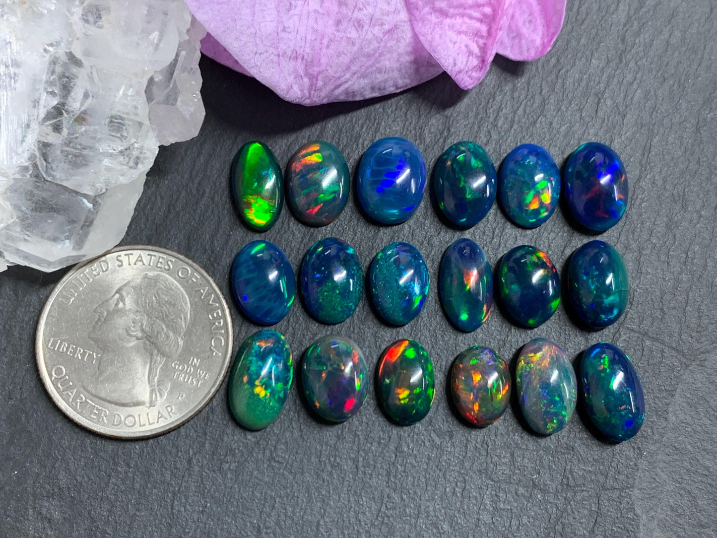Natural Ethiopian Black Opal 11-12mm long cabochon/ Select your cabochon
