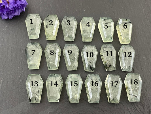 Prehnite Coffin 10x16mm cabochon