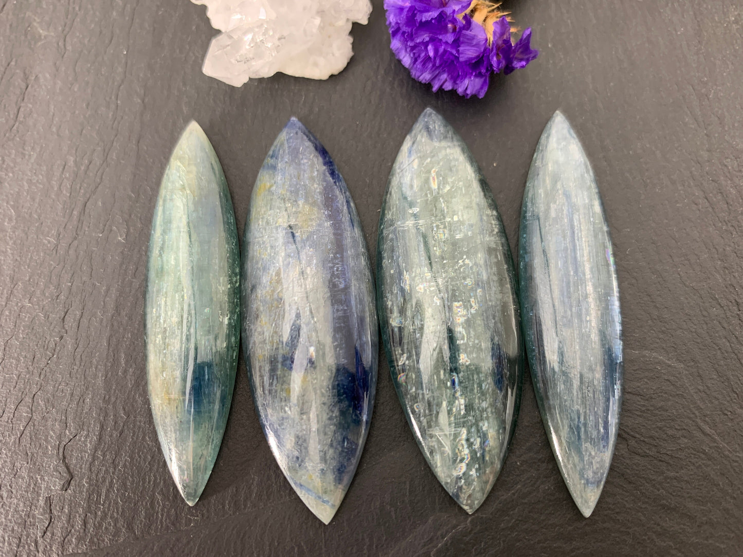 Large Kyanite marquise  57-61mm long cabochon