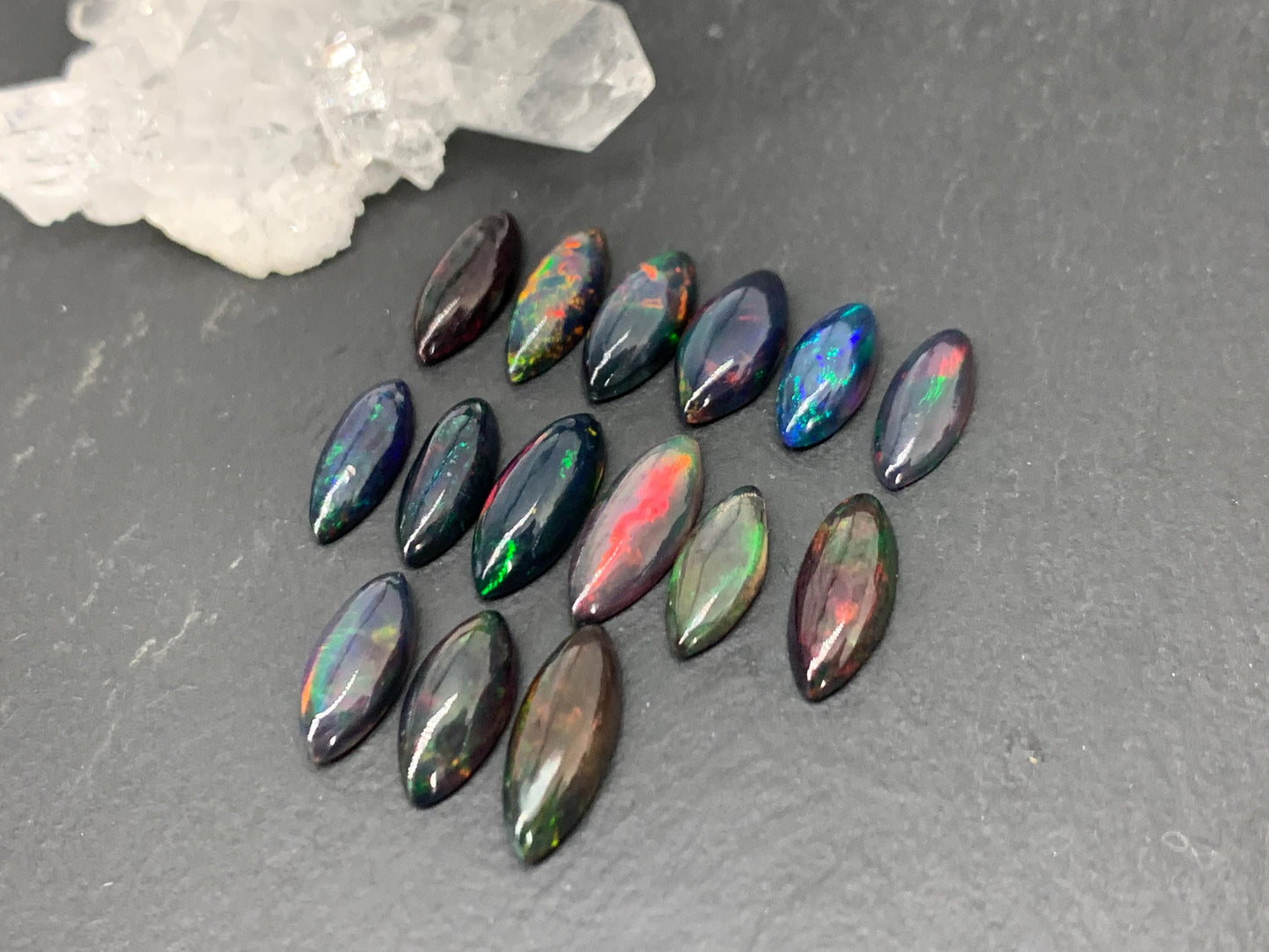 Natural Ethiopian Black Opal marquise 12-14mm long cabochon/ Select your cabochon