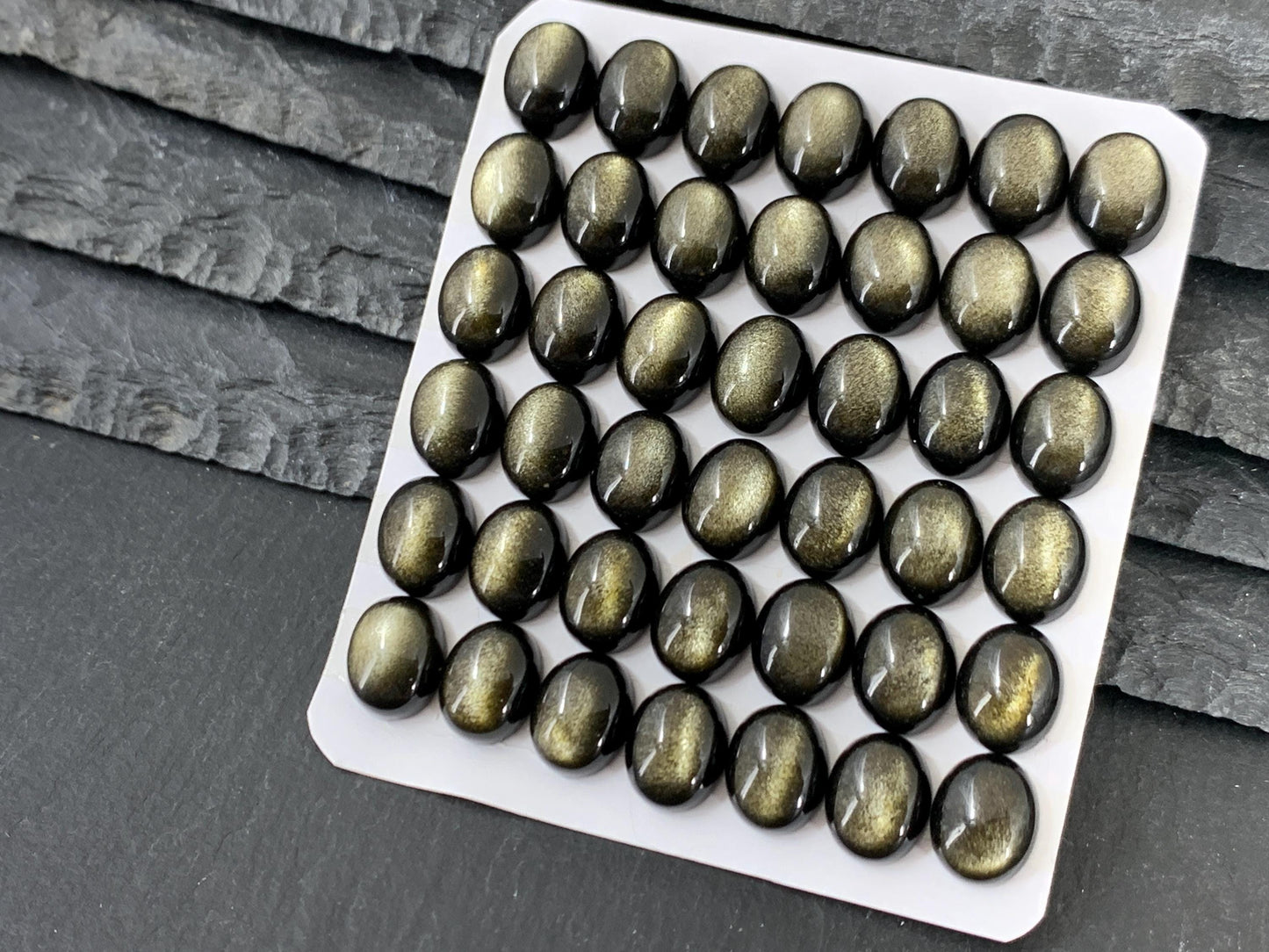 Gold Obsidian oval 10x12mm, 8x10mm cabochon - Calibrated cabochons